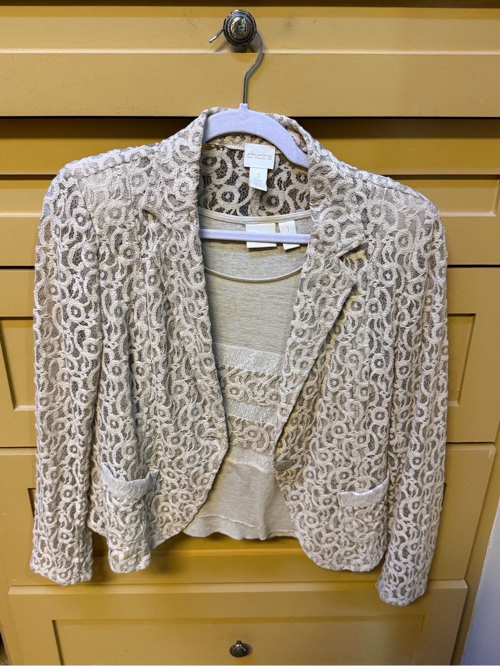 Chico's Cream Lace Blazer and tank